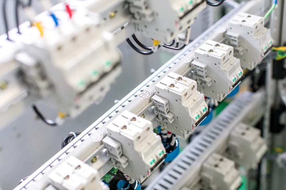 Electrical components arranged inside a cabinet