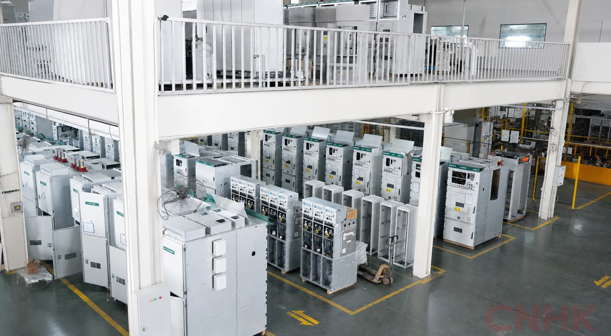 Switchgear cabinets arranged in the assembly workshop