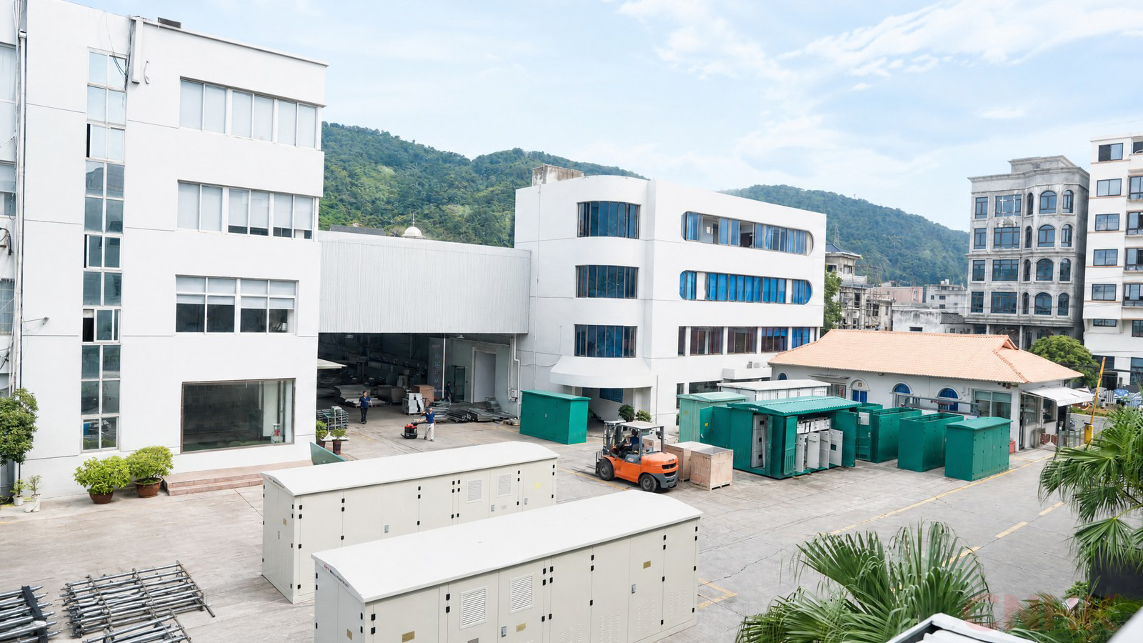 Outdoor yard for compact substations and cabinets
