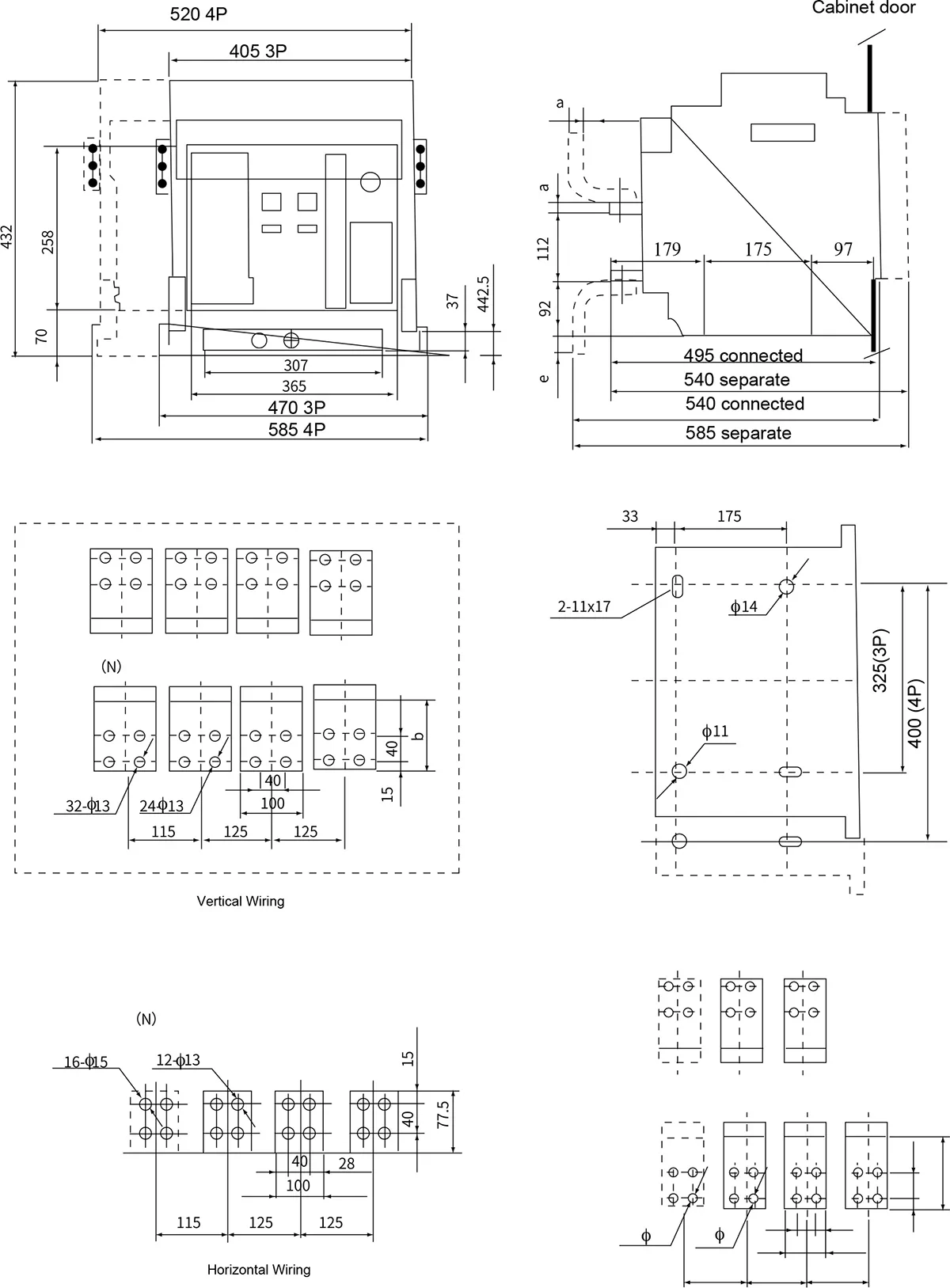 HKW1-3200 fixed-type installation dimensions