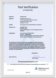 Transformer Certificate
